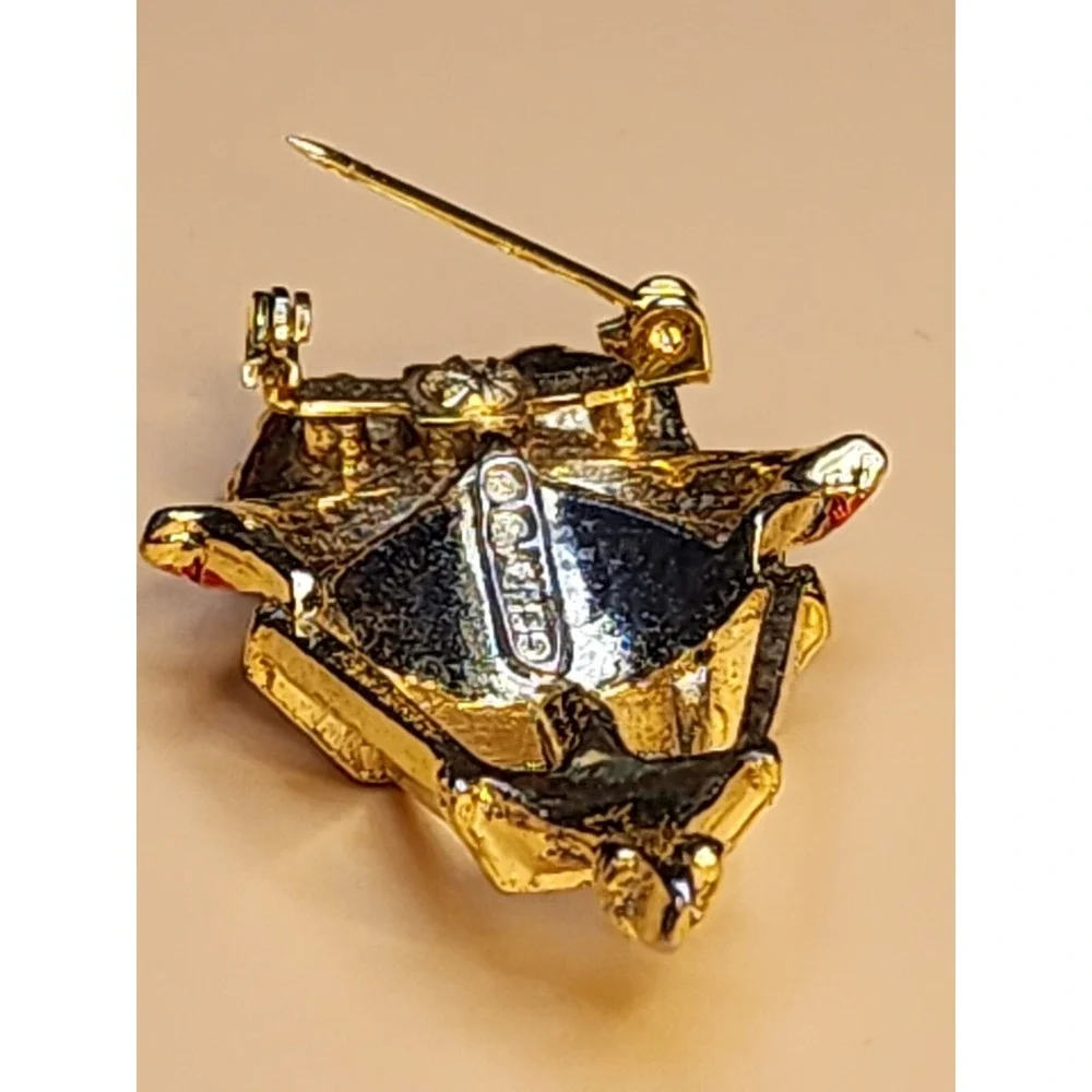 Vtg GERRY's Brooch Pin Lantern Candle Lit Lamp Enamel Gold‎ Tone FREE $HIPPING!!